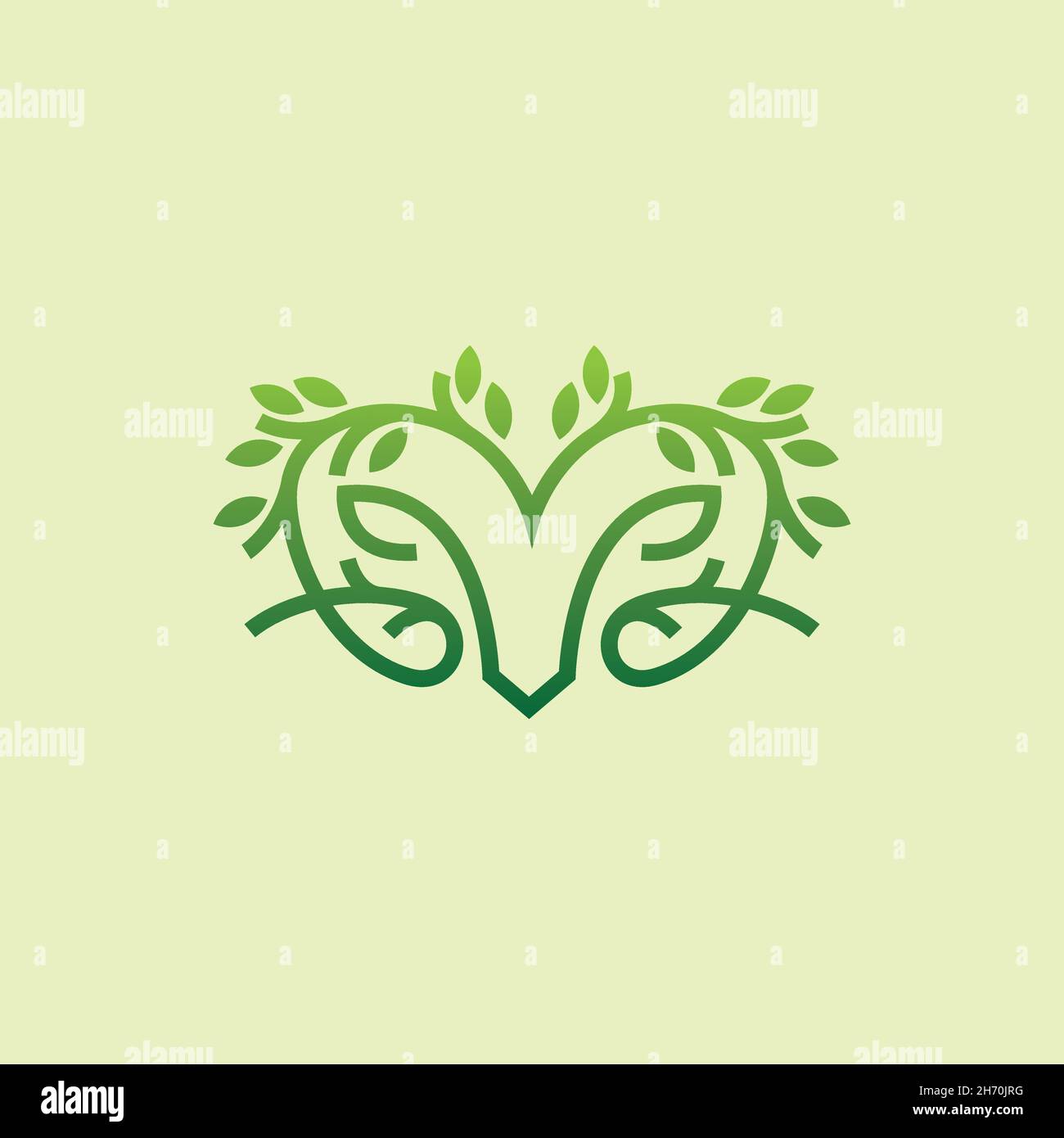 vector design. logo created from combination Ram and fresh leaf logo. Stock Vector