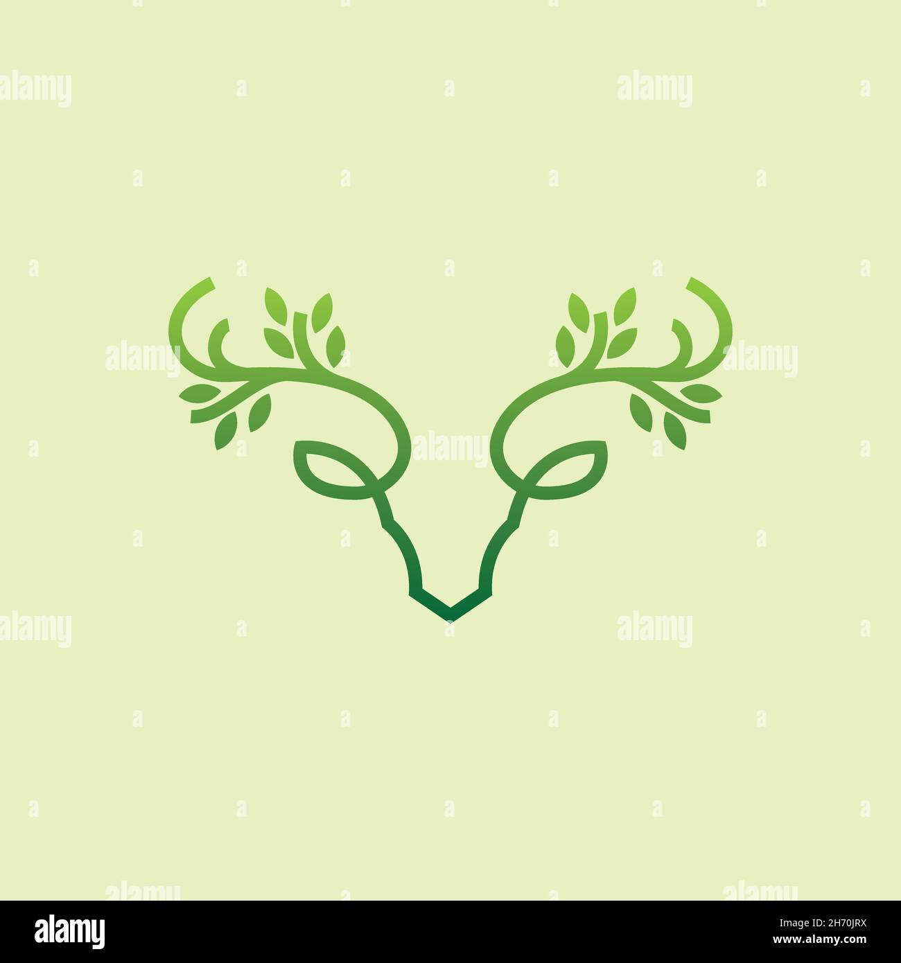 vector design. Logo created from combination bull head with leaf. Stock Vector