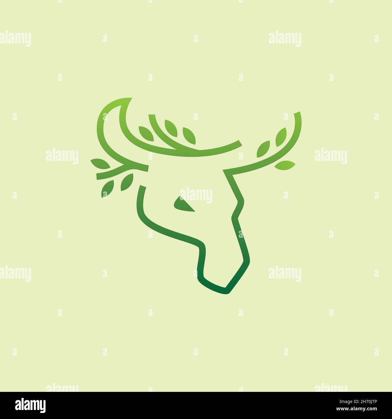 vector design. Logo created from combination bull head with leaf. Stock Vector
