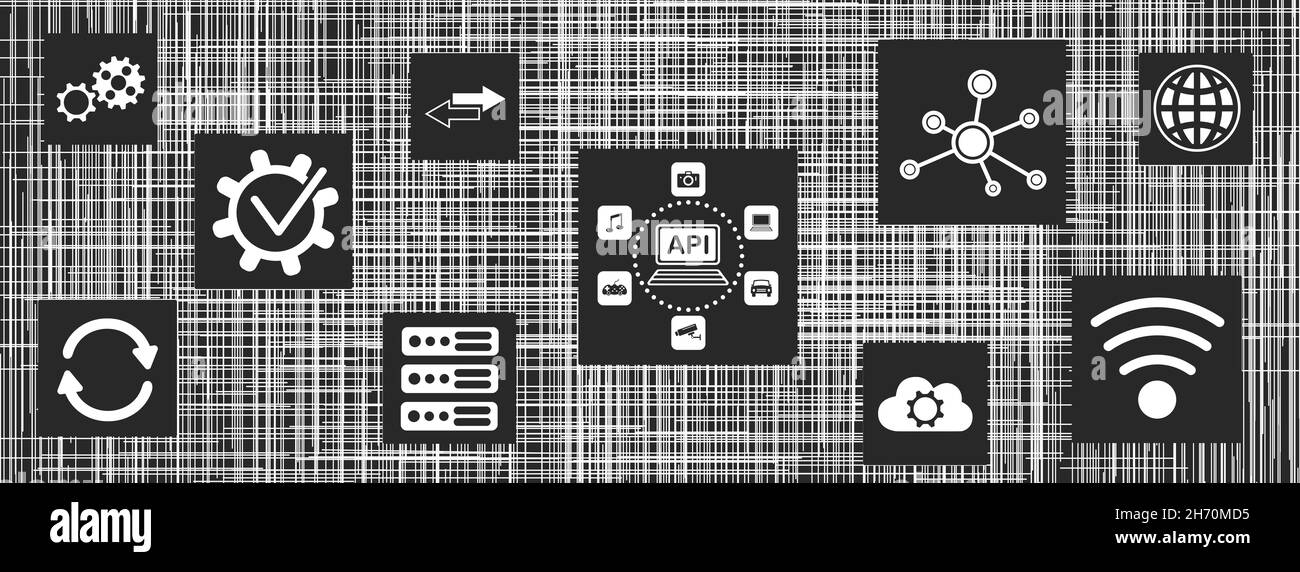Concept of api with icons on squares Stock Photo Alamy