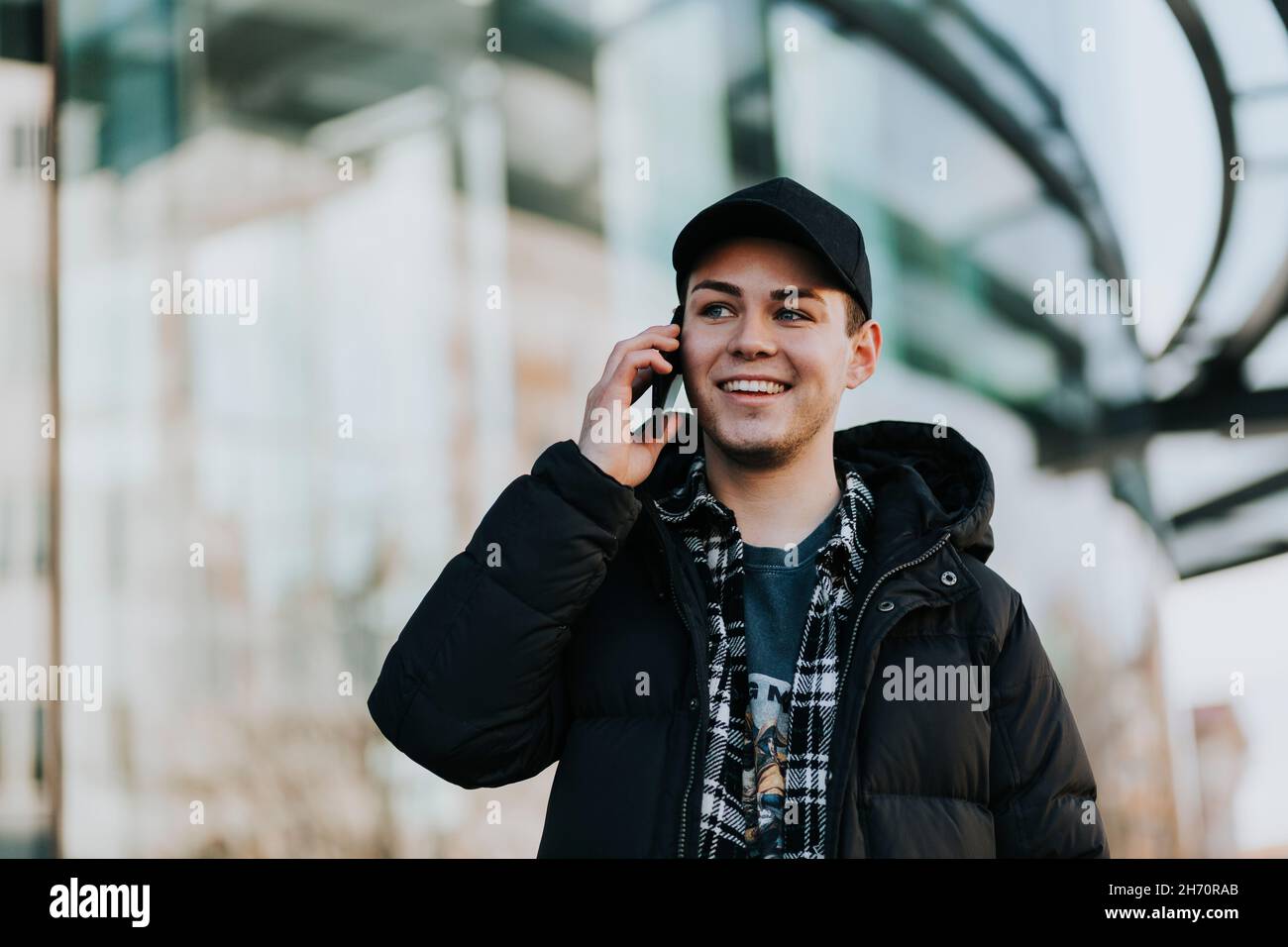 Man talking via cell phone Stock Photo