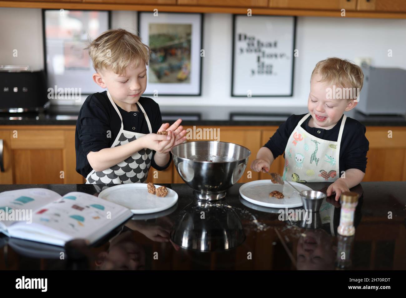 Boys baking together Stock Photo