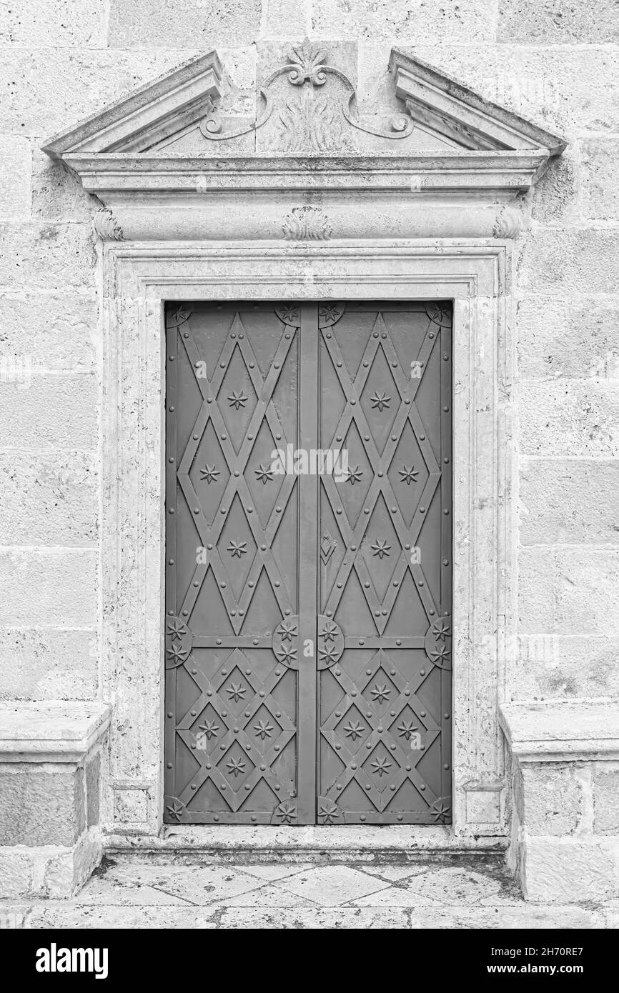 Old historic ironwork metal door Black and White Stock Photos & Images ...