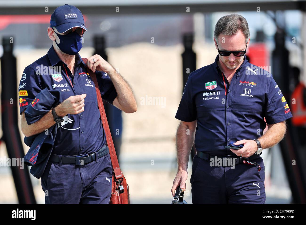 Doha, Qatar. 19th Nov, 2021. (L to R): Adrian Newey (GBR) Red Bull Racing  Chief Technical Officer with Christian Horner (GBR) Red Bull Racing Team  Principal. 19.11.2021 Formula 1 World Championship, Rd