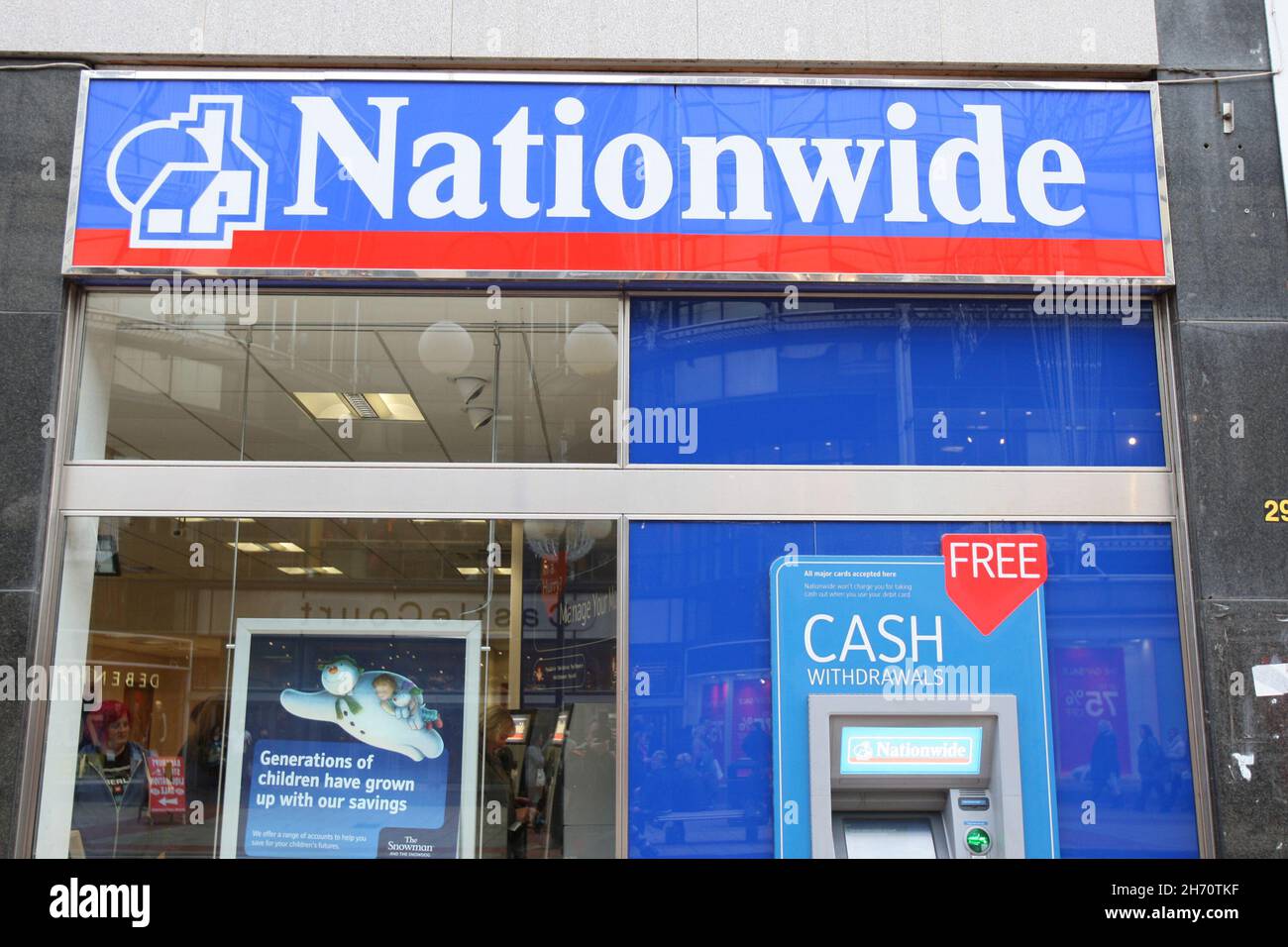 File photo dated 05/01/13 of a Nationwide building society branch in Belfast. Nationwide Building Society saw profits more than double thanks to higher lending margins on mortgages approved during the pandemic, the lender has revealed. Bosses said pre-tax profits for the six months to the end of September hit £853 million compared with £361 million a year earlier. Issue date: Friday November 19, 2021. Stock Photo