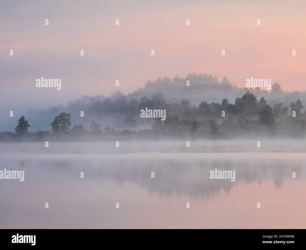 Lake placid with fog at sunrise hi-res stock photography and images - Alamy