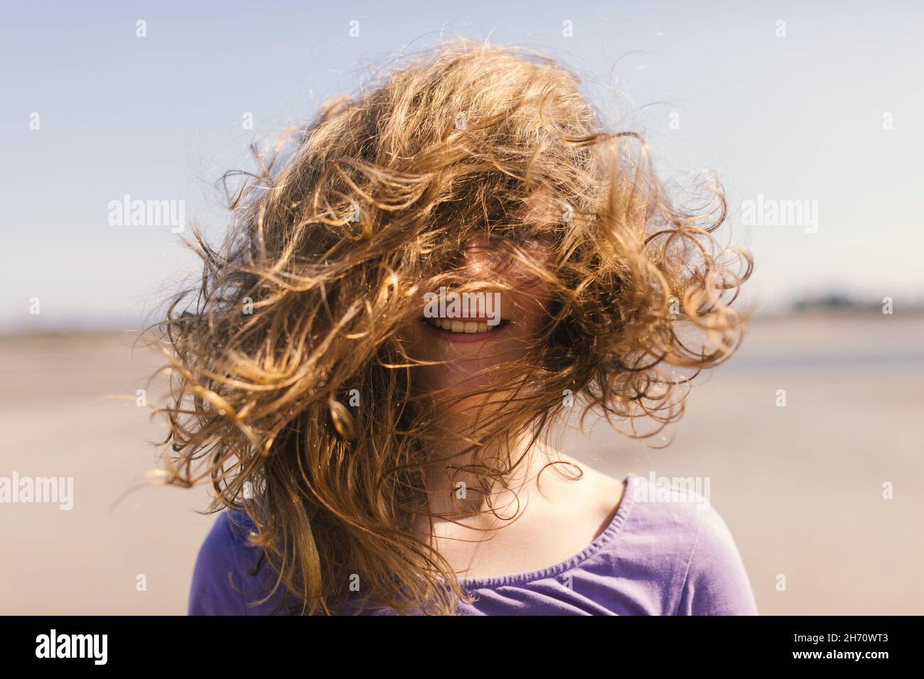 Portrait of teenage girl with messy hair Stock Photo