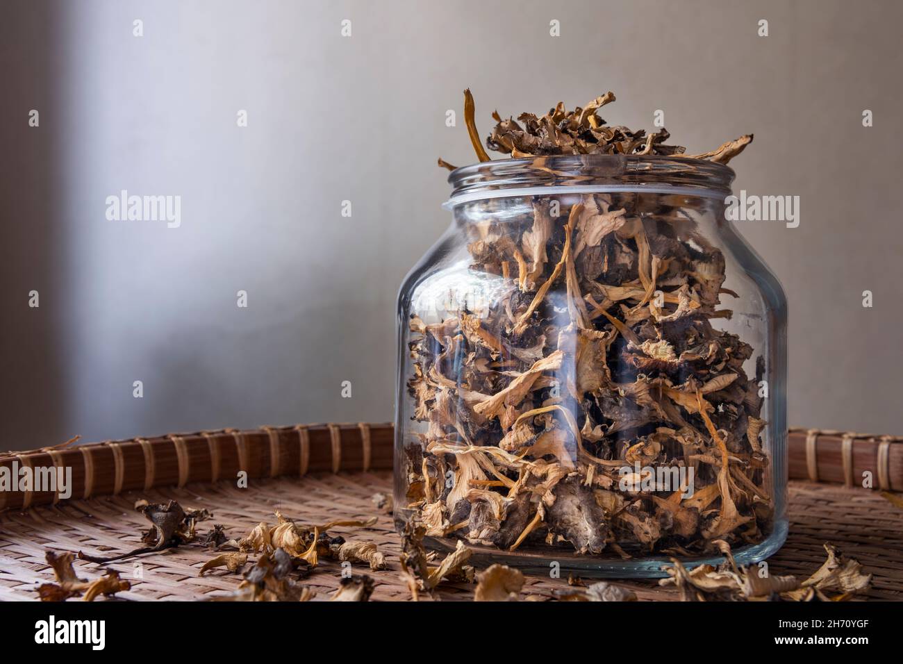Dried mushrooms in jar Stock Photo Alamy