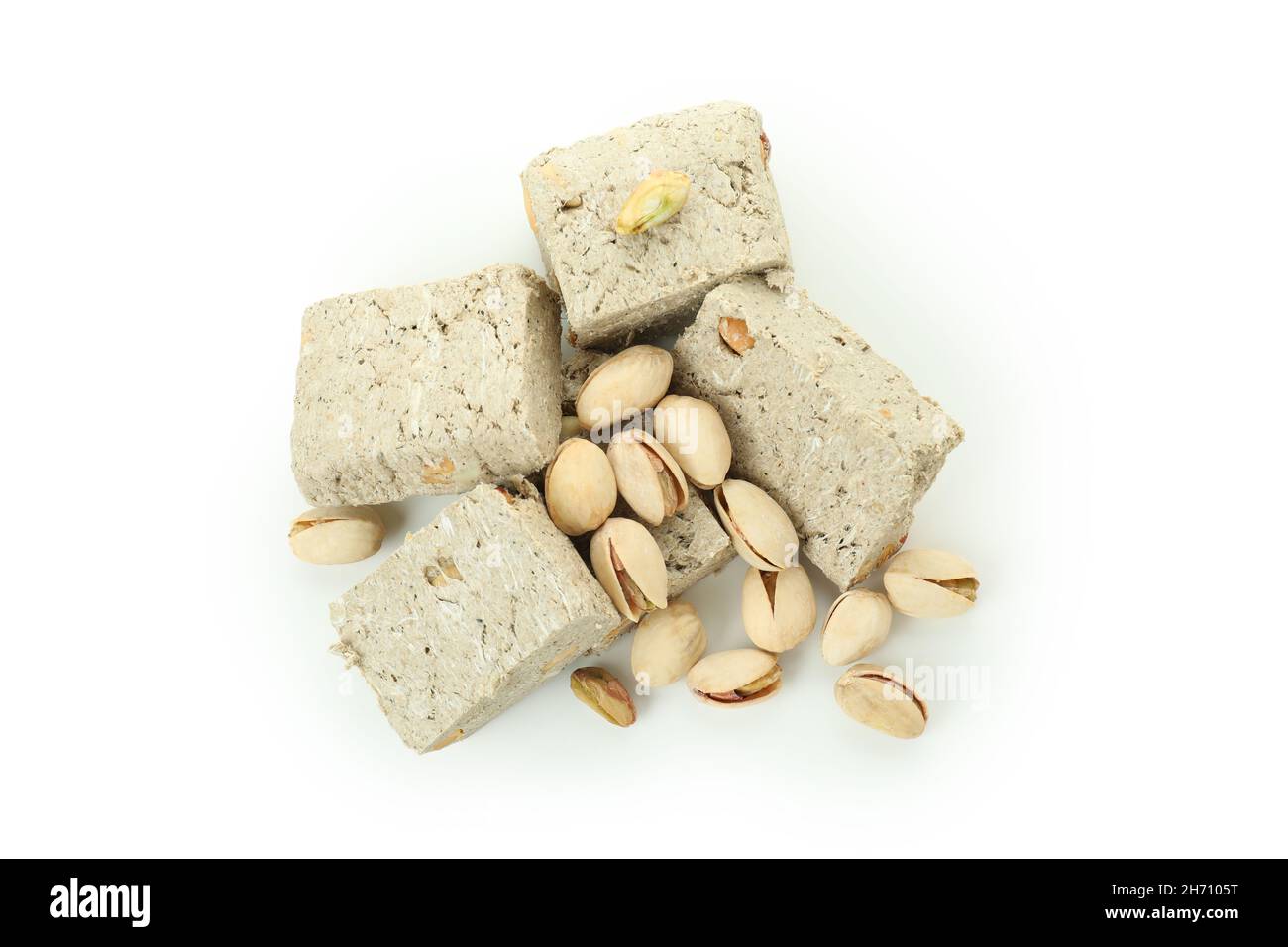 Halva with pistachio isolated on white background Stock Photo