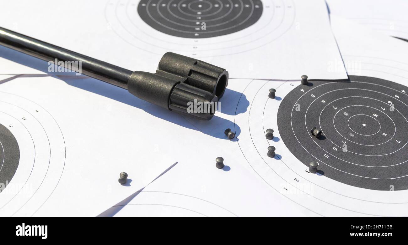 Paper target and lead shot for pneumatic weapons. Shooting accessories at the shooting range
