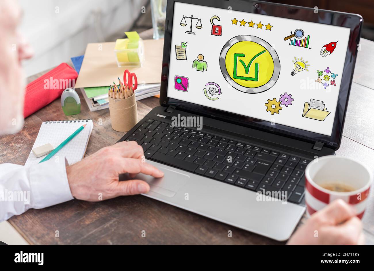 Validation concept shown on a laptop screen Stock Photo