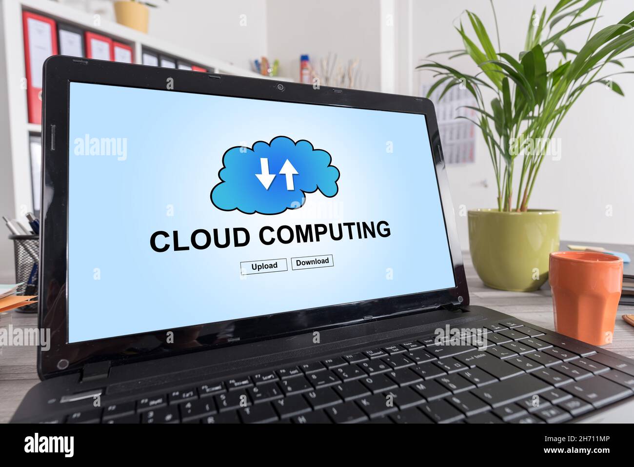 Laptop screen with cloud computing concept Stock Photo - Alamy