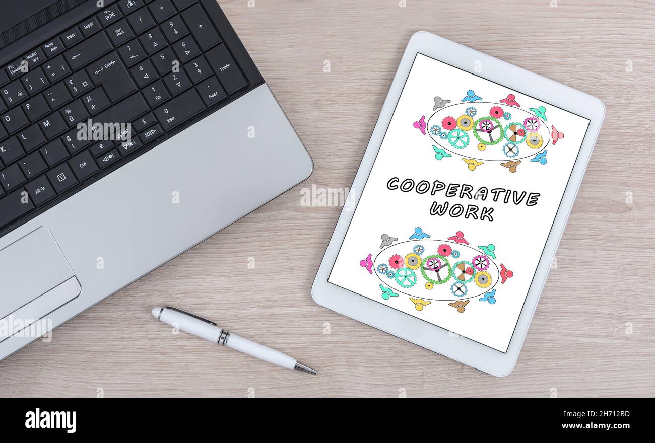 Teamwork concept shown on a digital tablet Stock Photo