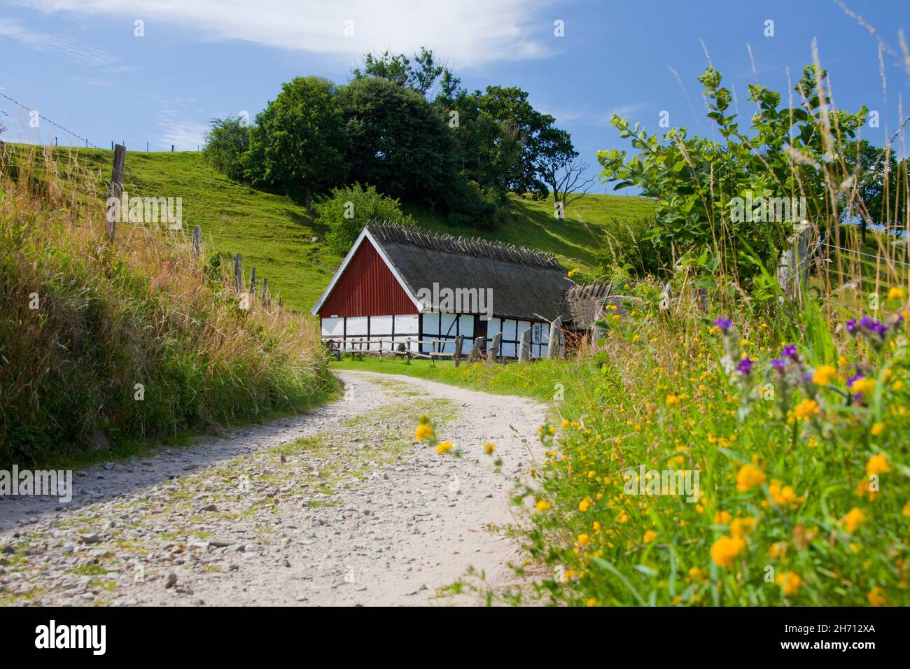 Farmhouse in the Broesarps backar hills. Skane, Sweden Stock Photo