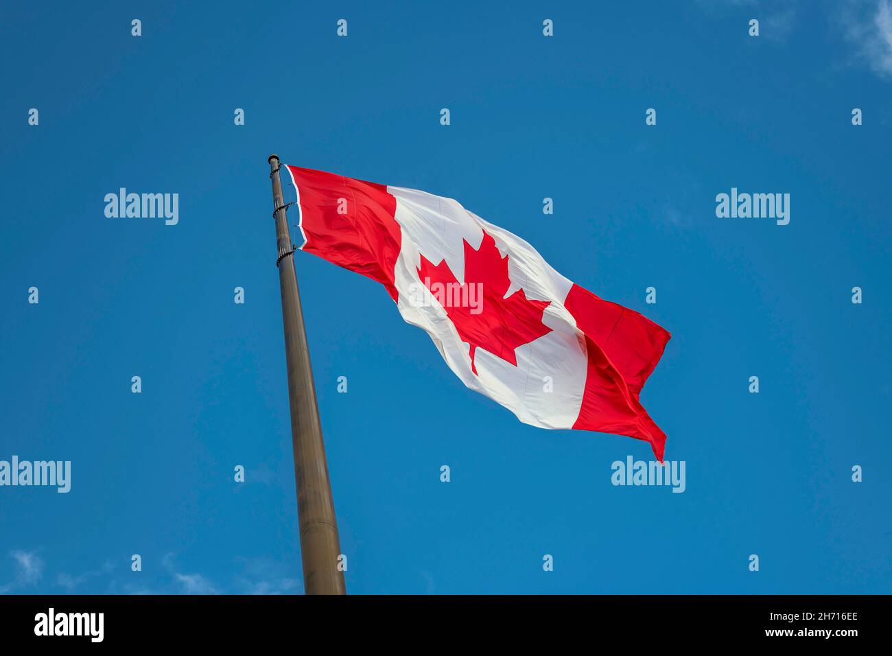 Canadian flag waving on the wind Stock Photo