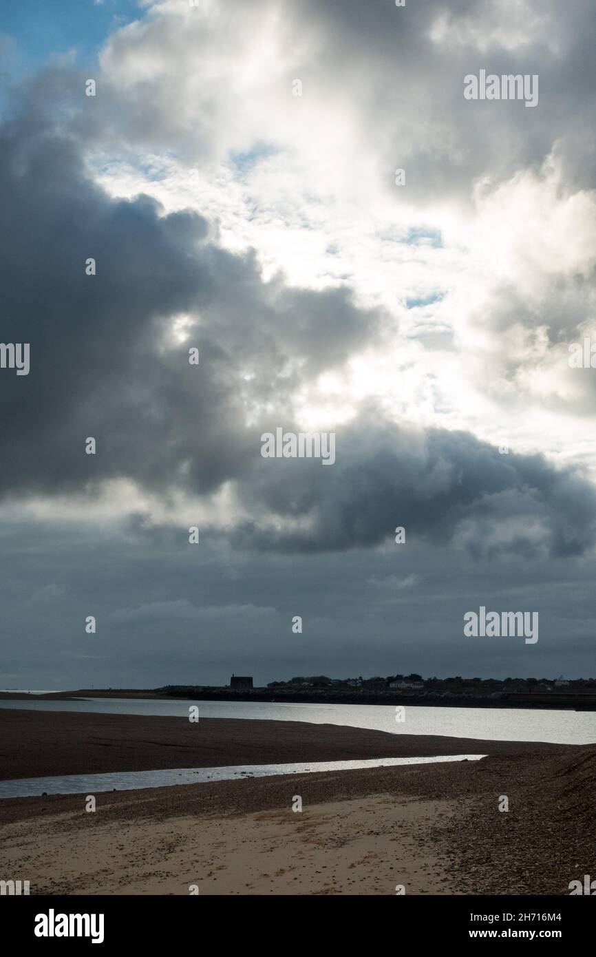 View of the River Deben in Suffolk from Bawdsey looking over to Old Felixstowe. Stock Photo