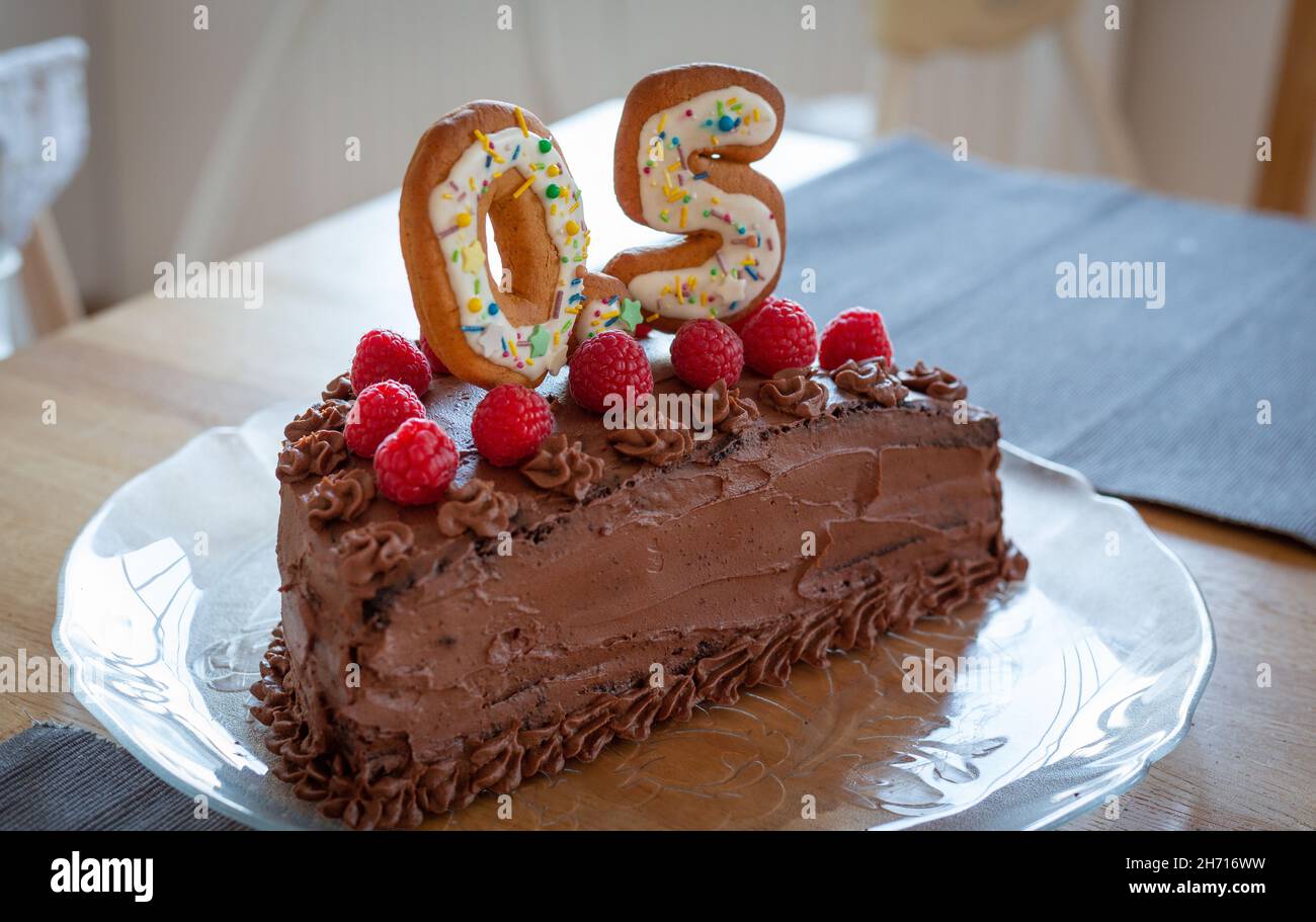 Birthday cake 0,5 year. 6 month baby birthday. Baby birthday party Stock Photo