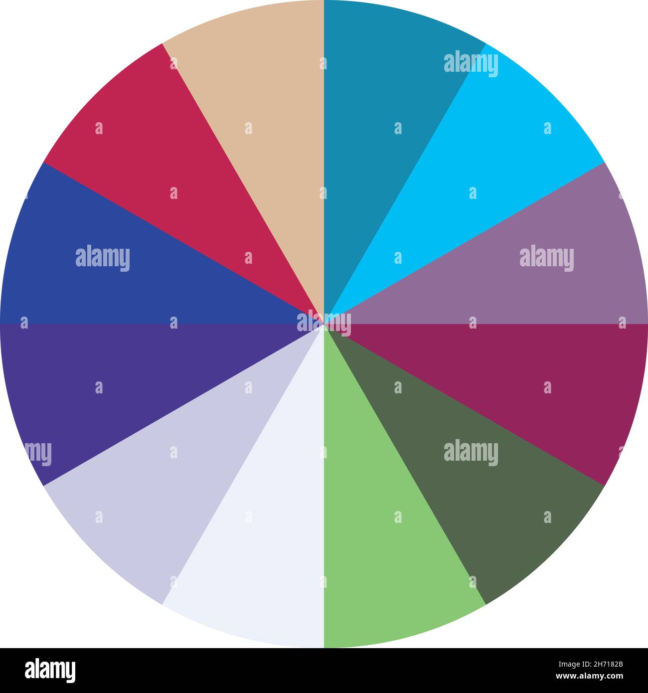 Pie chart, Pie graph, circular, circle diagram from series with 2 to 65 segments, portions