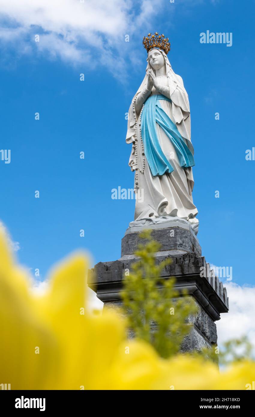 Lourdes, France August 28, 2021 A statue of the holy Virgin Mary our lady of Lourdes Stock