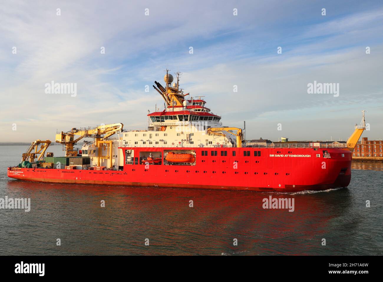 Sir David Attenborough research vessel ship pictured arriving at Portsmouth, Hampshire, UK Stock Photo