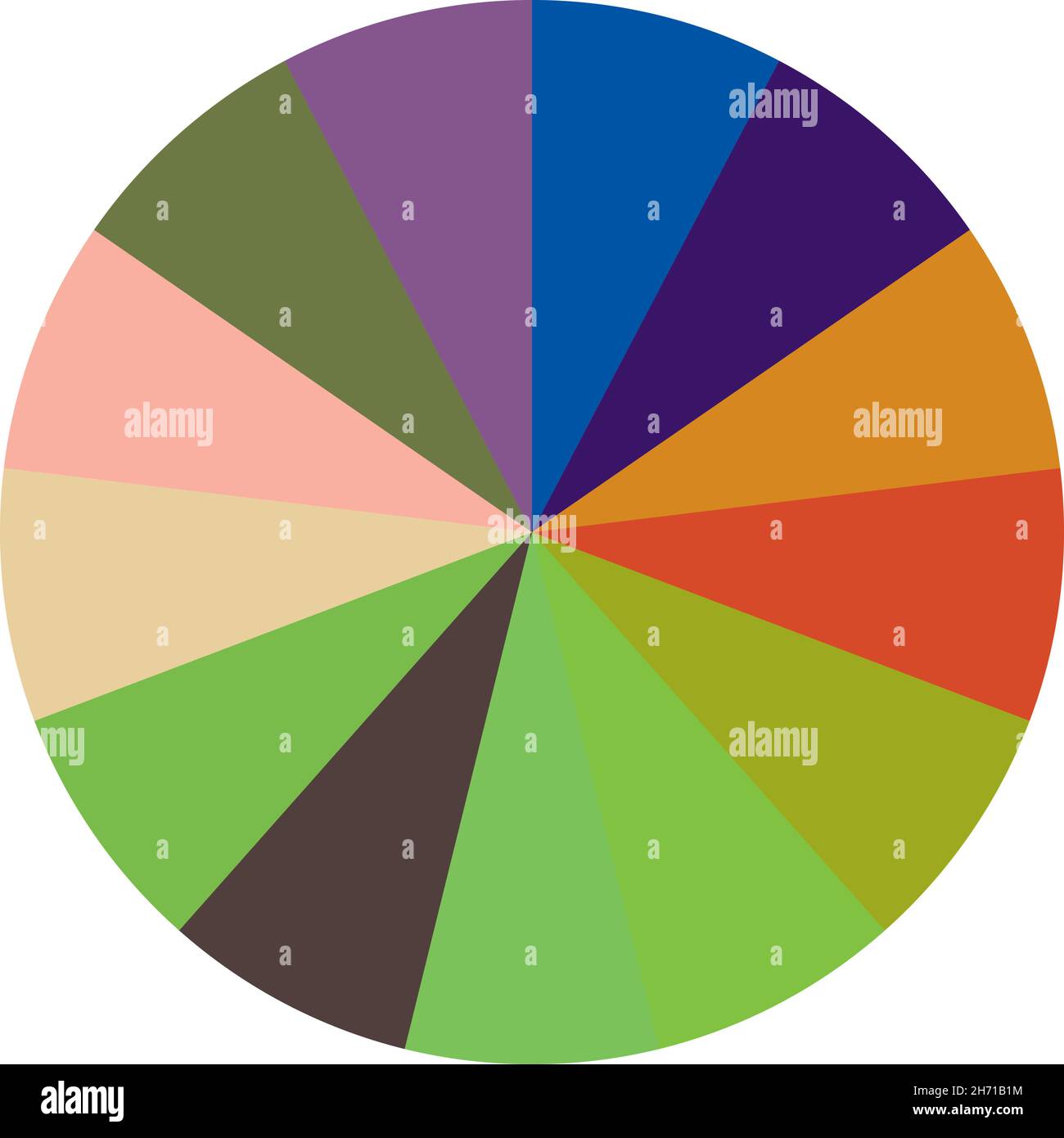 Pie chart, Pie graph, circular, circle diagram from series with 2 to 65