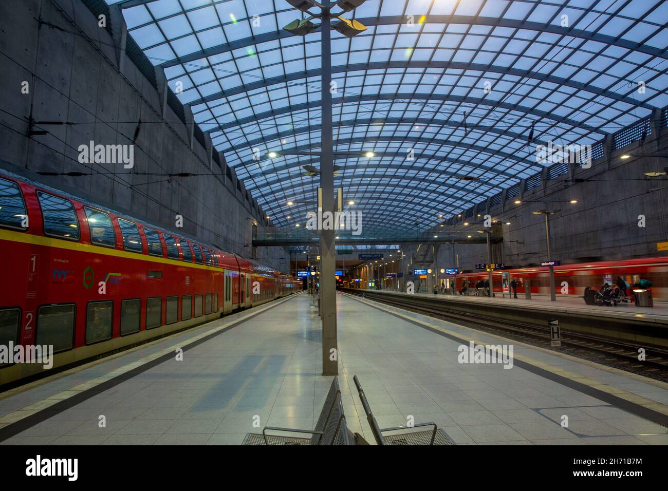 Railway station at Cologne Bonn airport (CGN) in Germany Stock Photo