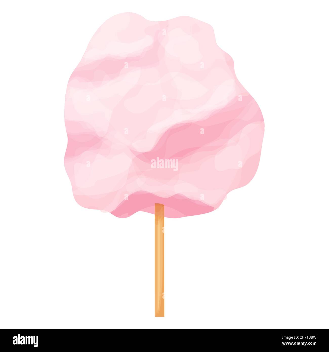 Sweet pink cotton candy sugar cloud on stick in cartoon style isolated ...