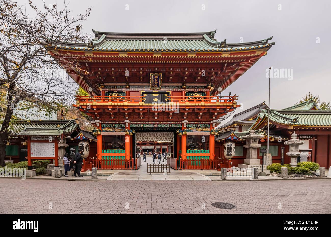 Kanda Myojin Shrine, located in Sotokanda, Chiyoda City, Tokyo. It's one of the 10 famous shrines of Tokyo. It has stage for drama, colorful office. Stock Photo