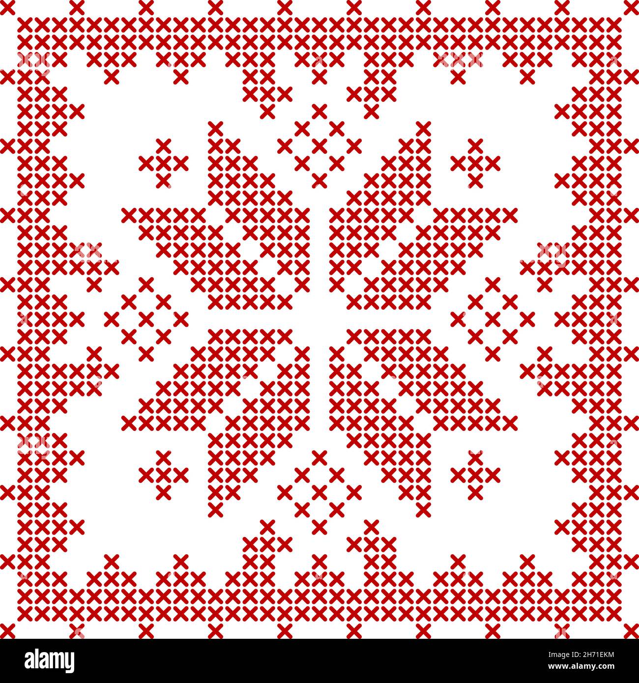 Scandinavian knitting pattern. Traditional biscornu design geometric