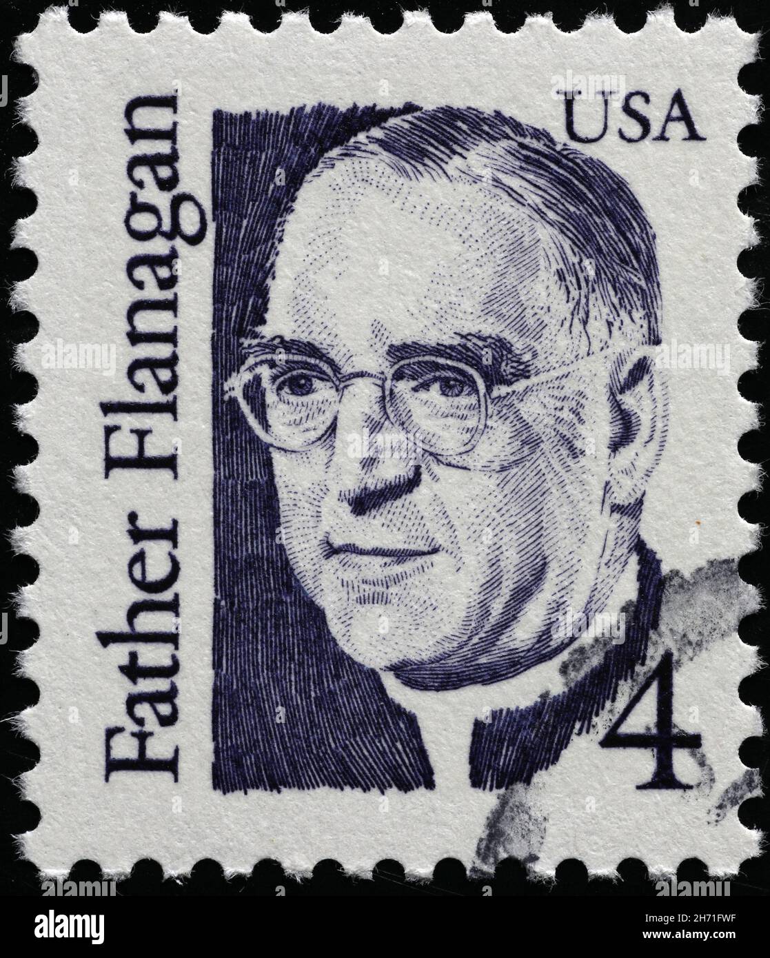 Father Flanagan on american postage stamp Stock Photo