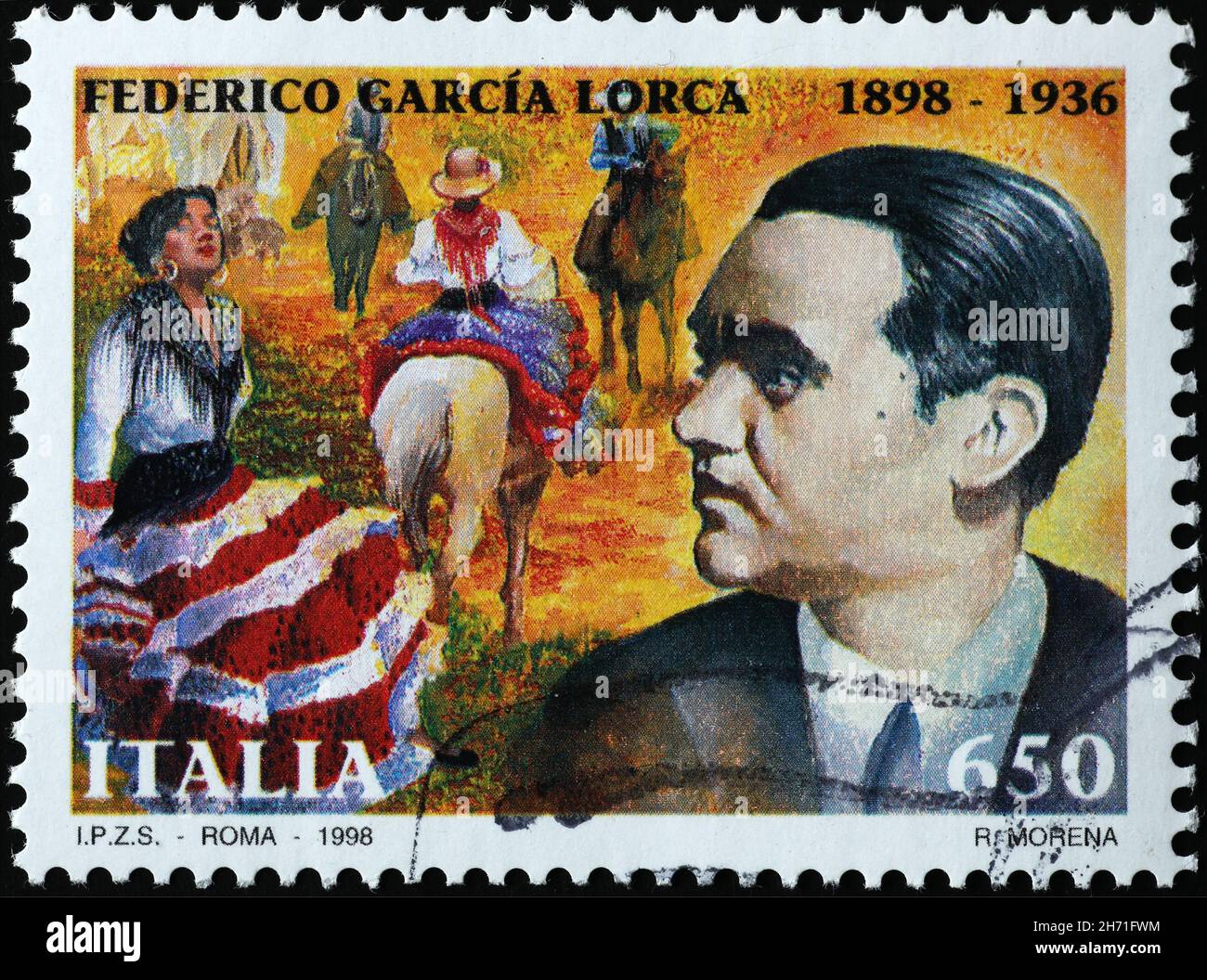 Federico Garcia Lorca on italian postage stamp Stock Photo