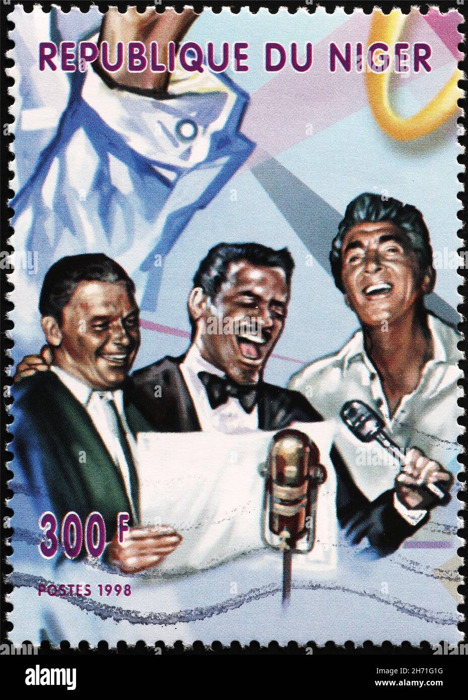 Frank Sinatra, Sammy Davis and Dean Martin on postage stamp Stock Photo