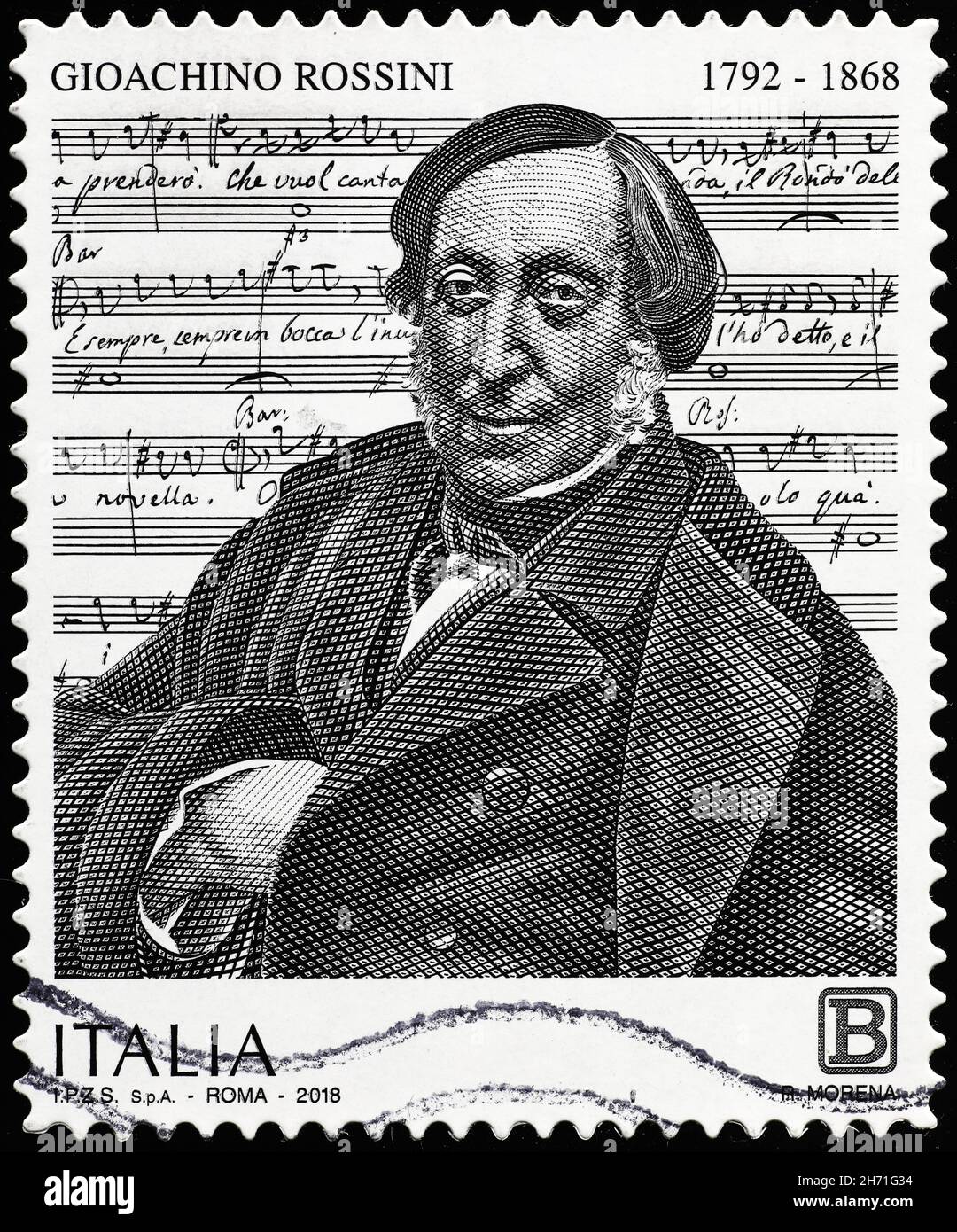 Gioacchino Rossini on italian postage stamp Stock Photo