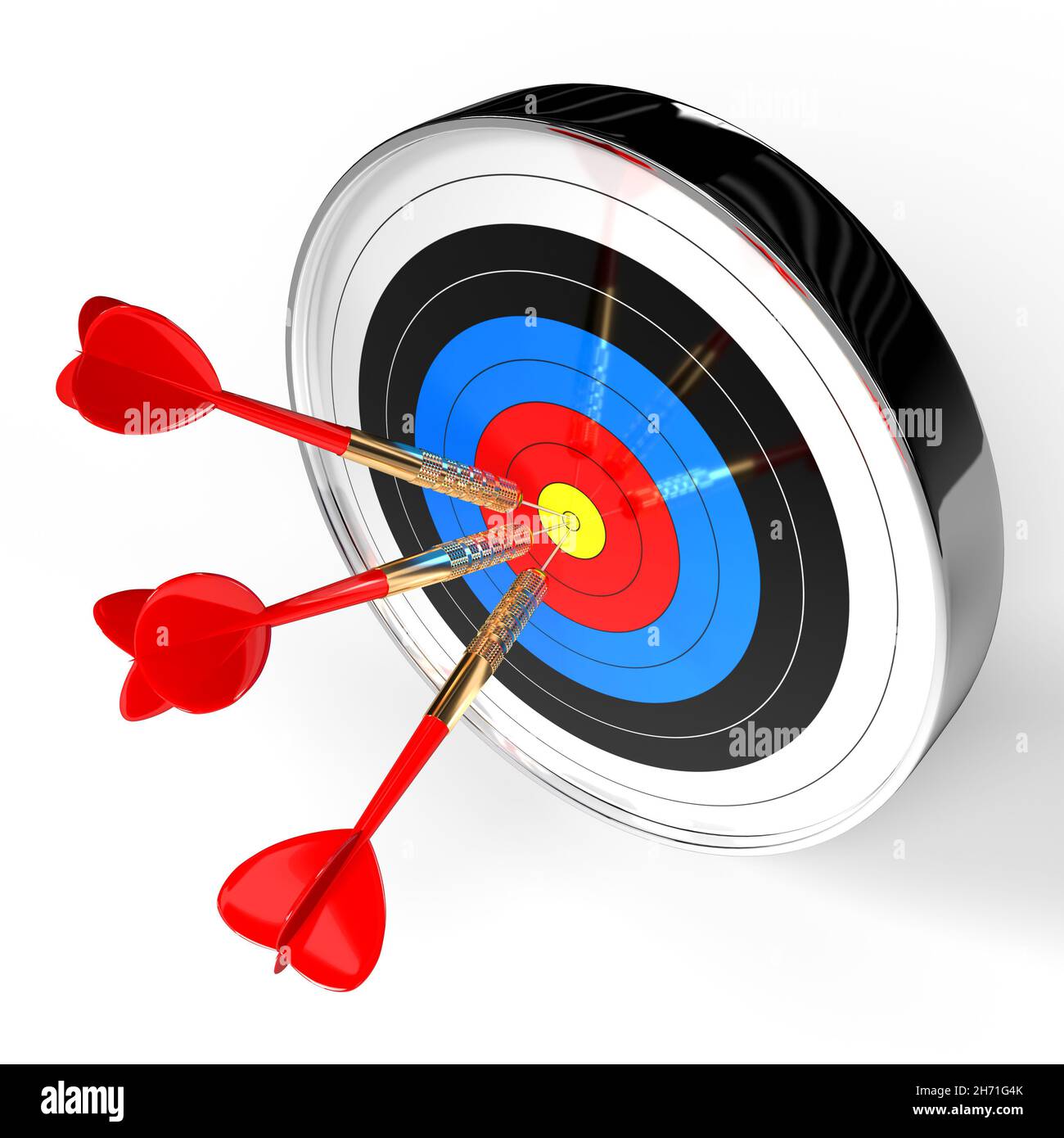 Dartboard with arrows isolated on white background - 3D illustration ...