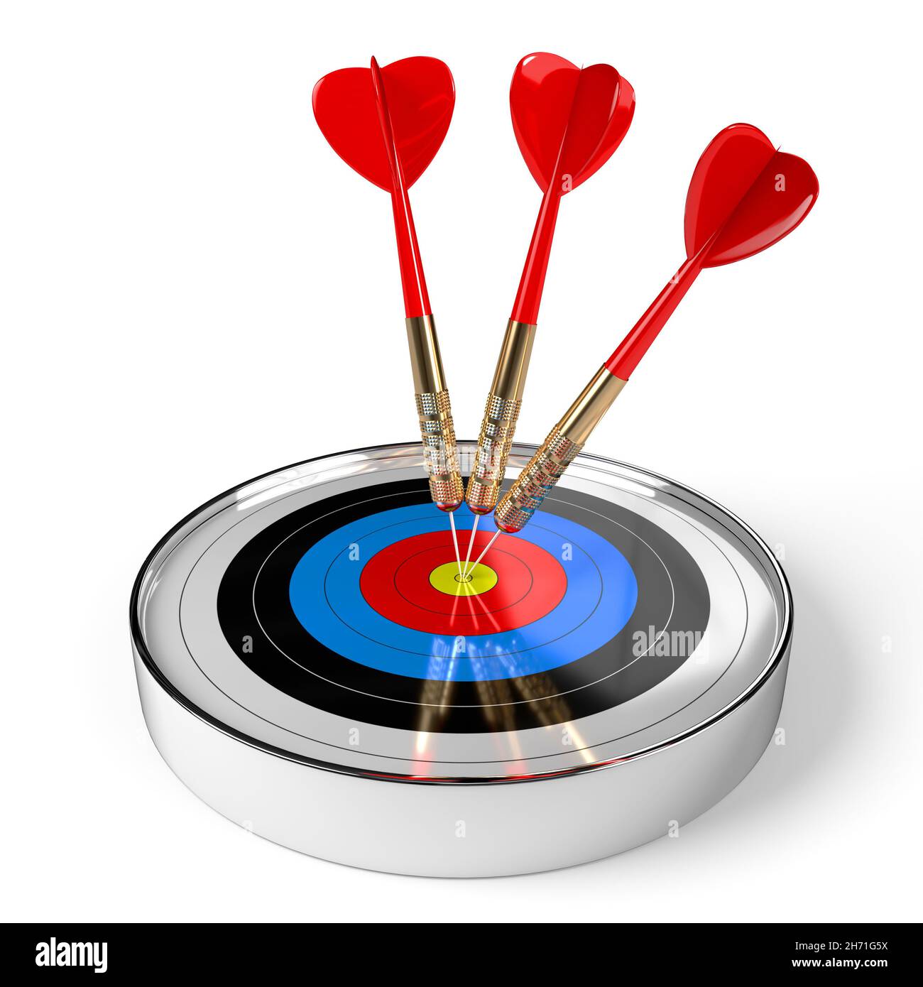 Dartboard with arrows isolated on white background - 3D illustration ...