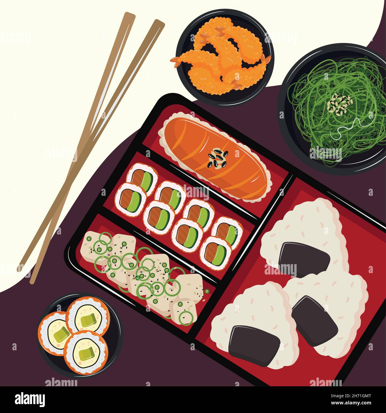 japanese typical lunch box Stock Vector Image & Art - Alamy