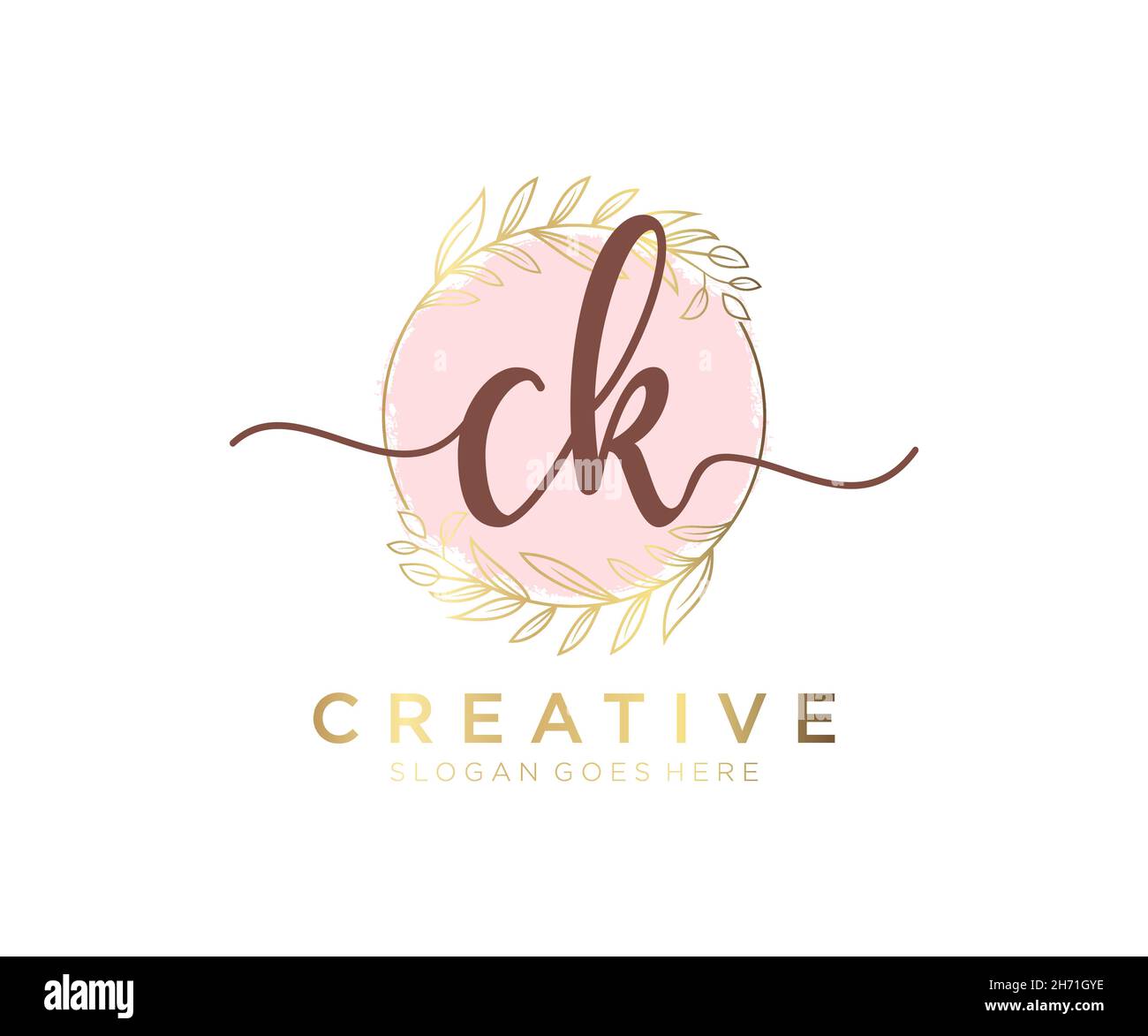 CK feminine logo. Usable for Nature, Salon, Spa, Cosmetic and Beauty Logos. Flat Vector Logo Design Template Element. Stock Vector