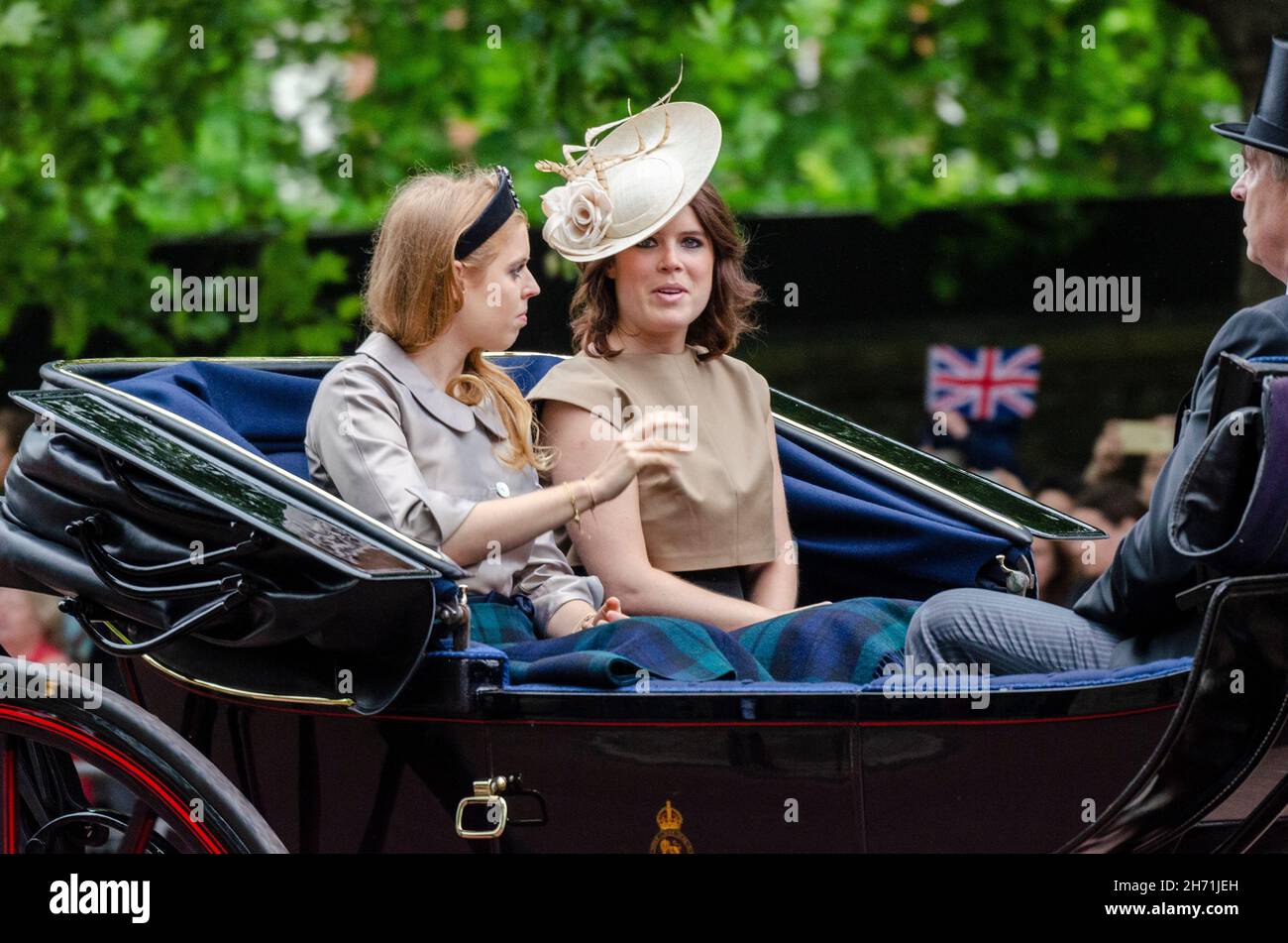 Princess Eugenie, Princess Beatrice. Trooping the Colour in The Mall