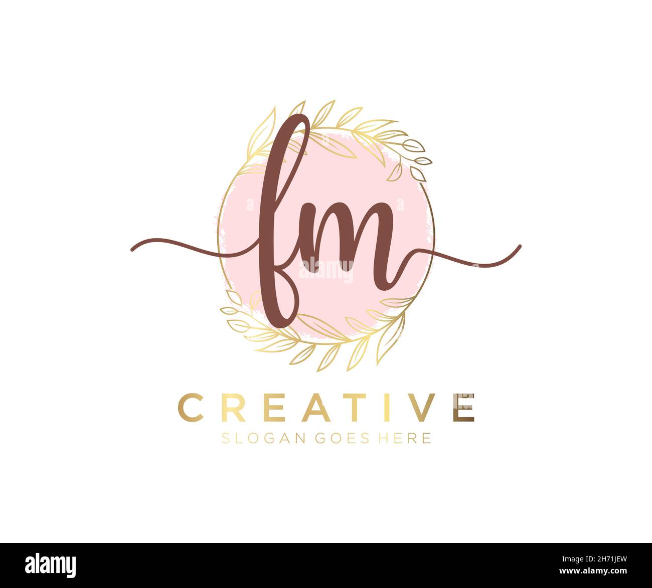 FM feminine logo. Usable for Nature, Salon, Spa, Cosmetic and Beauty ...