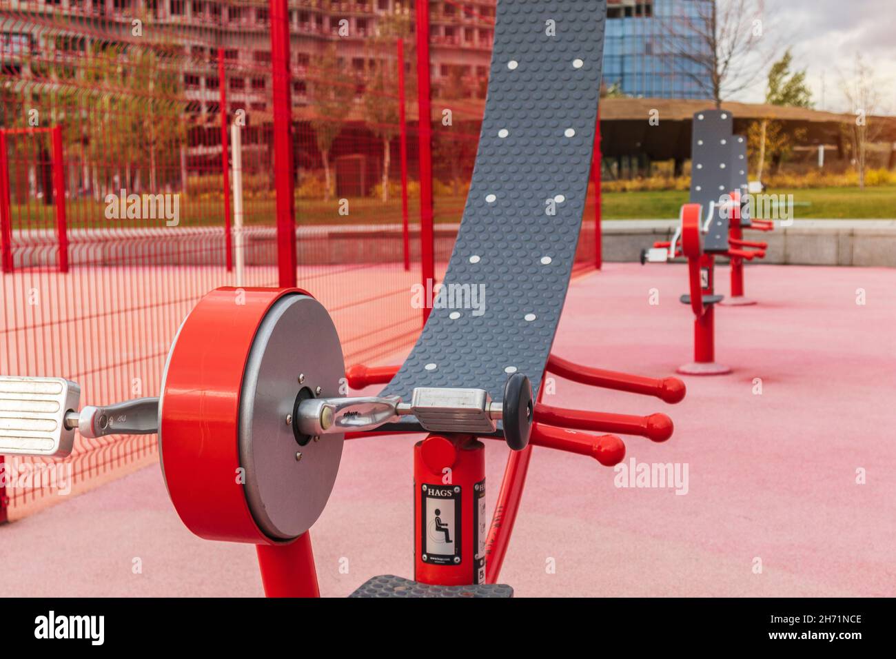 street gym outdoor fitness with exercise equipment pink color.concept  street gym sport Stock Photo - Alamy