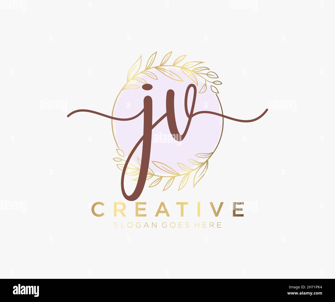 JV feminine logo. Usable for Nature, Salon, Spa, Cosmetic and Beauty Logos. Flat Vector Logo Design Template Element. Stock Vector