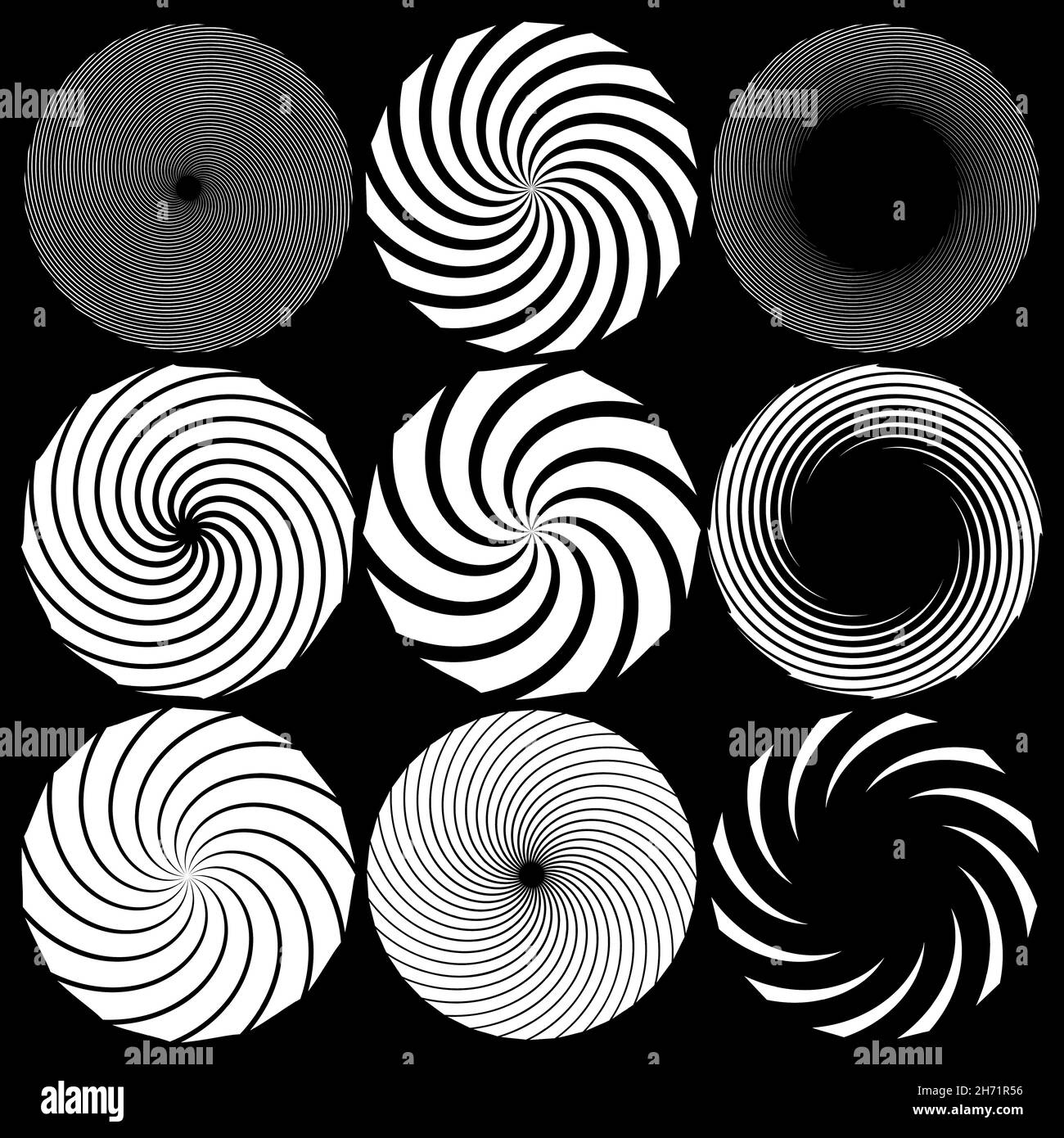Spiral, swirl, twirl element. Cochlear, vortex, vertigo design shape ...