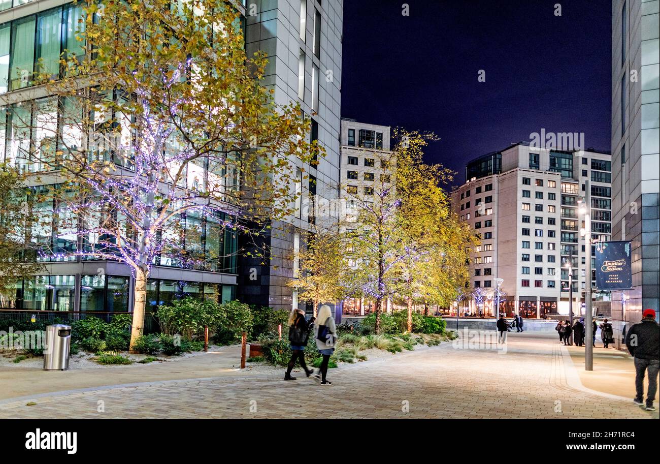 Modern Architecture and Trees in Paddington Square London UK Stock