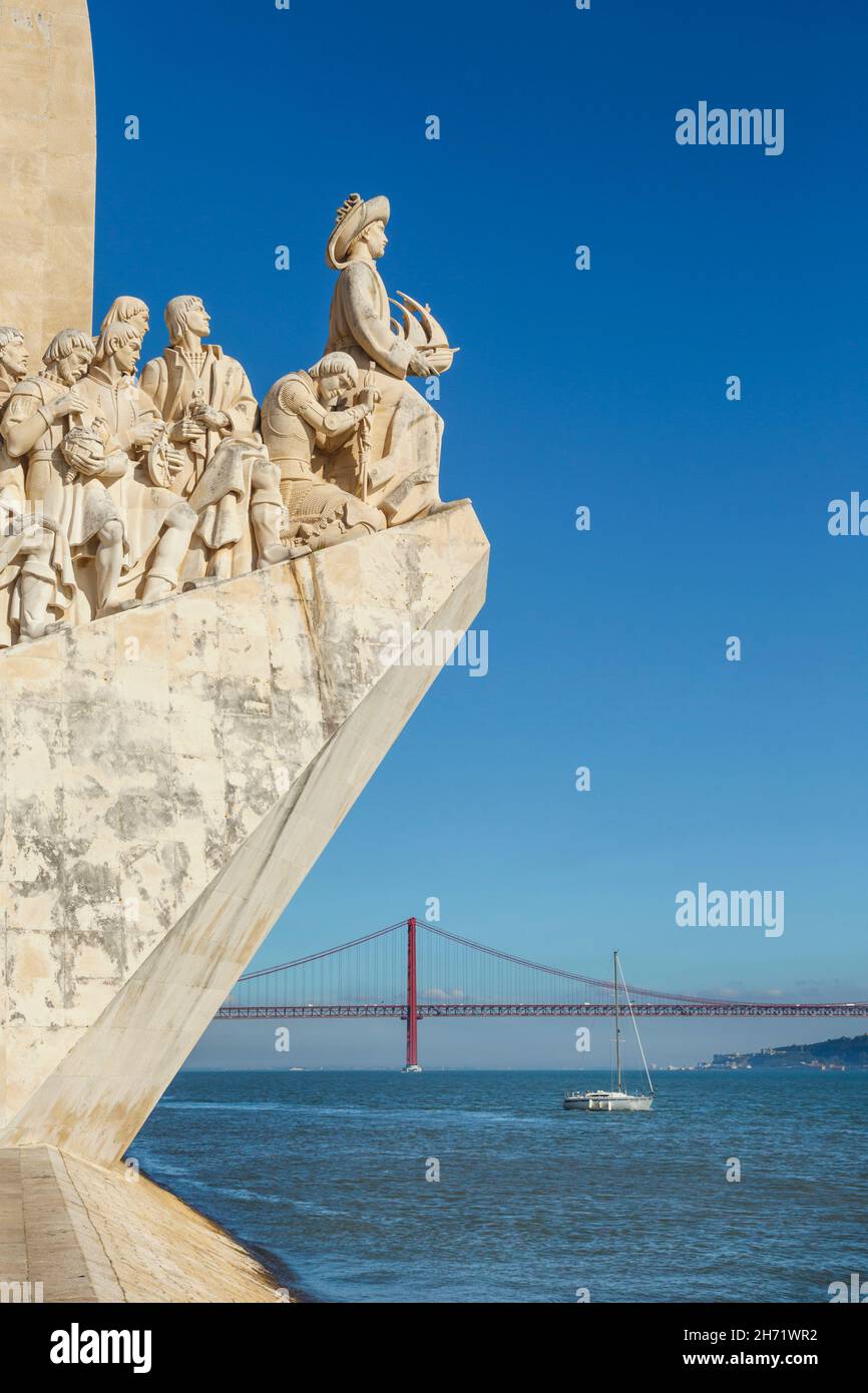 Lisbon, Portugal.  Padrao dos Descobrimentos or Monument to the Discoveries, which commemorates the 500th anniversary of the death of Prince Henry the Stock Photo