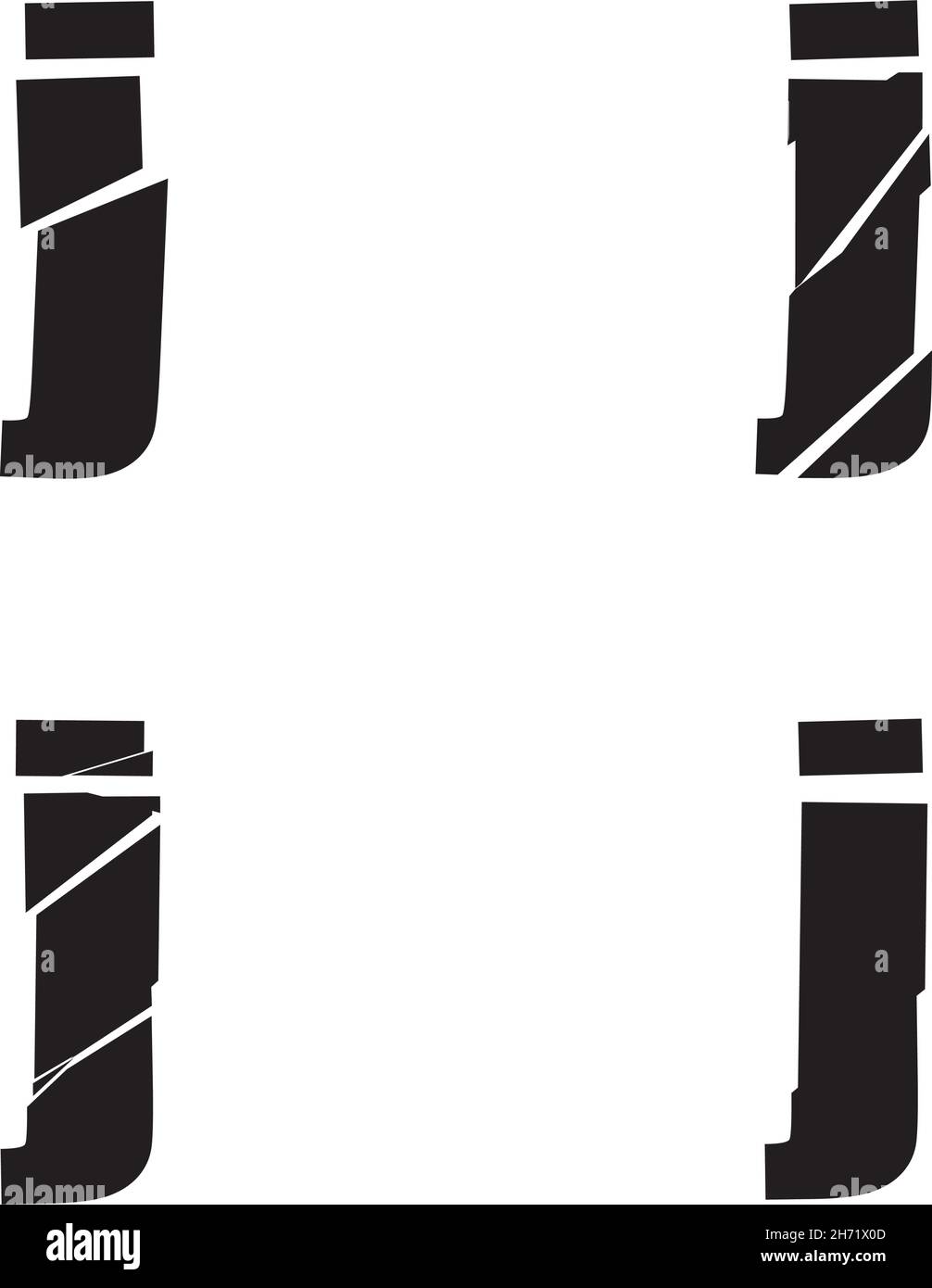 Textured letter J. Shattered, fractured, broken alphabet series - stock vector illustration, clip-art graphics Stock Vector