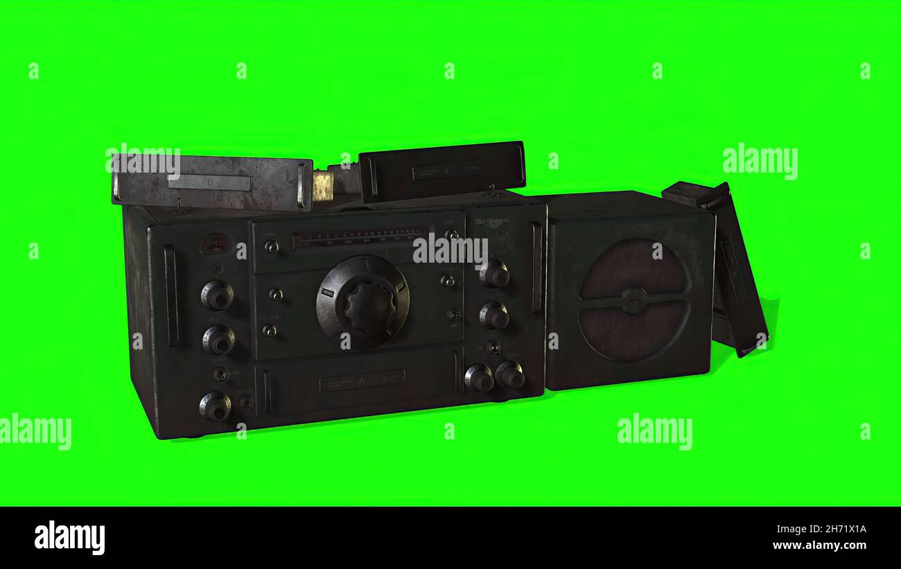 3d illustration of vintage old radio on green screen Stock Photo Alamy