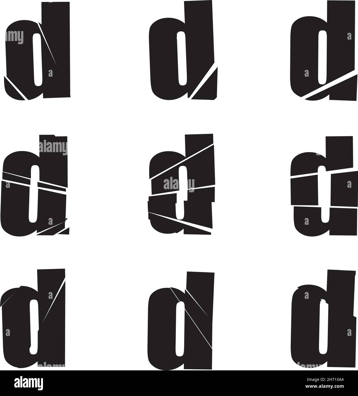 Textured letter D. Shattered, fractured, broken alphabet series - stock ...