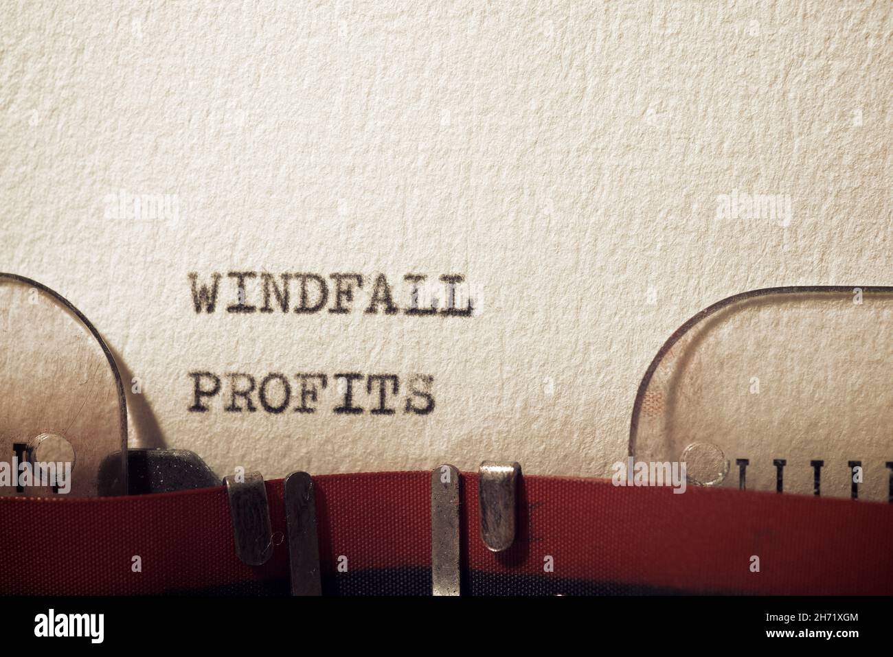 Windfall profits phrase written with a typewriter Stock Photo Alamy