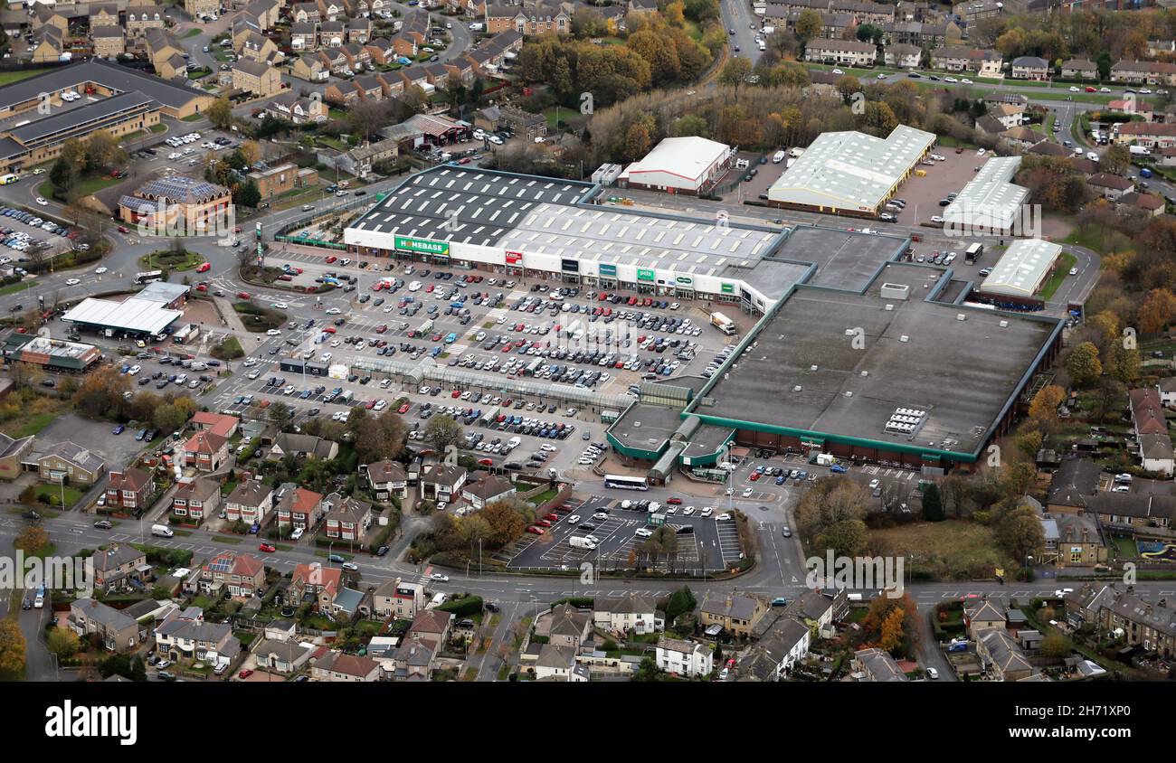 aerial view of Enterprise 5 Retail Park, Bradford, West Yorkshire Stock Photo