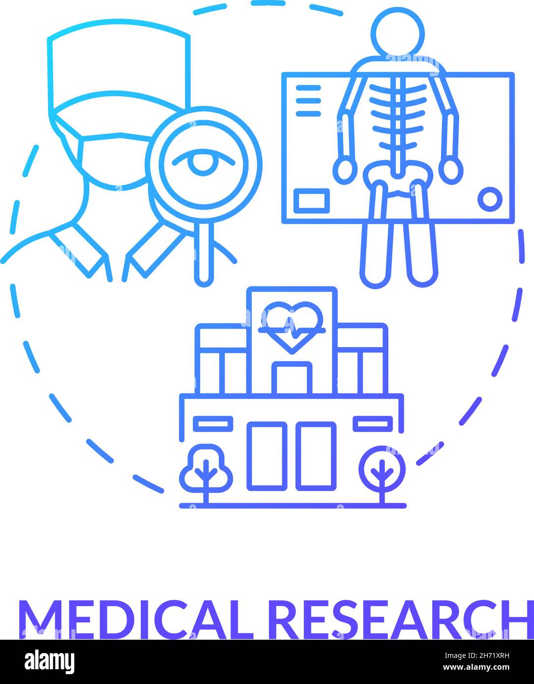 Medical research blue gradient concept icon Stock Vector